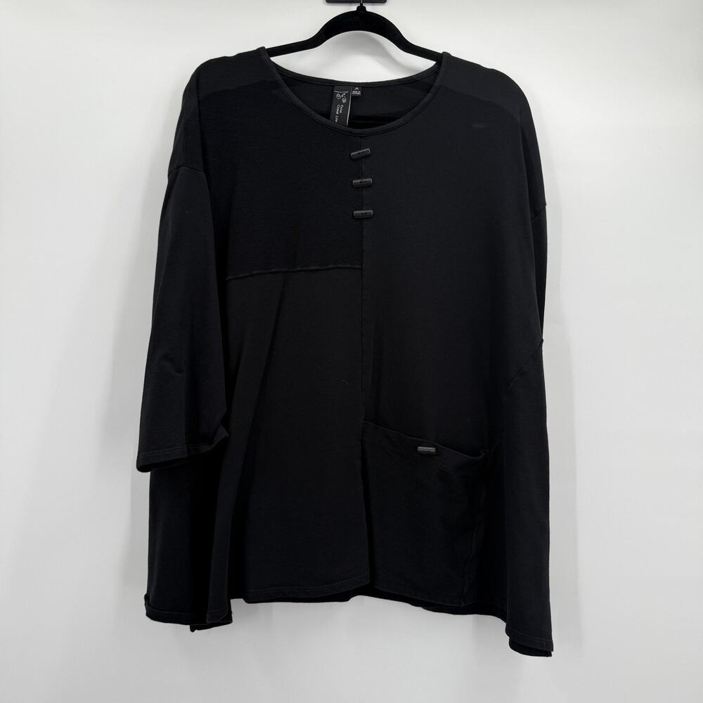 Focus Casual‎ Life Shirt Womens Medium Black Asymmetrical Tunic Minimalist